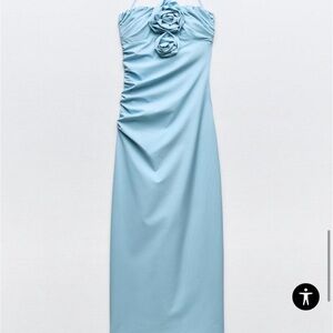 Raised Flower sky blue dress